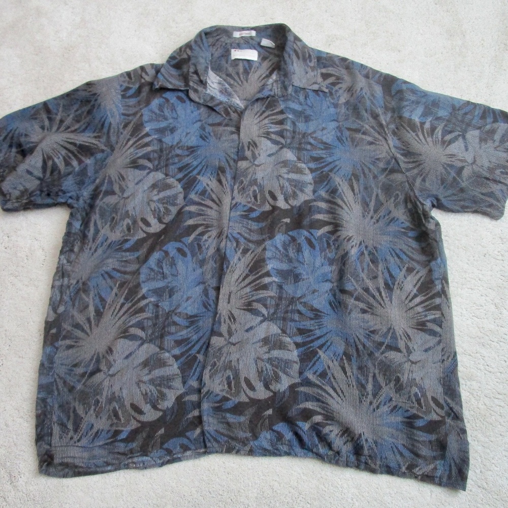 NATURAL ISSUE Silky Touch Short Sleeve Hawaiian Print Shirt Blue/ Blk  Size XL